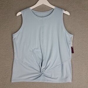 NEW Freely Tank Top Women's XL Blue Twisted Knot Casual Active Lounge Stretch